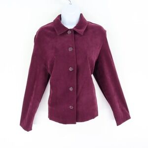 RL Richard Velvet Blazer Jacket Womens Size M‎ Purple Polyester Shoulder Pads